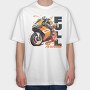 Racing Motorcycle With Rider Full Throttle, Tricou Oversize Barbati (Unisex)