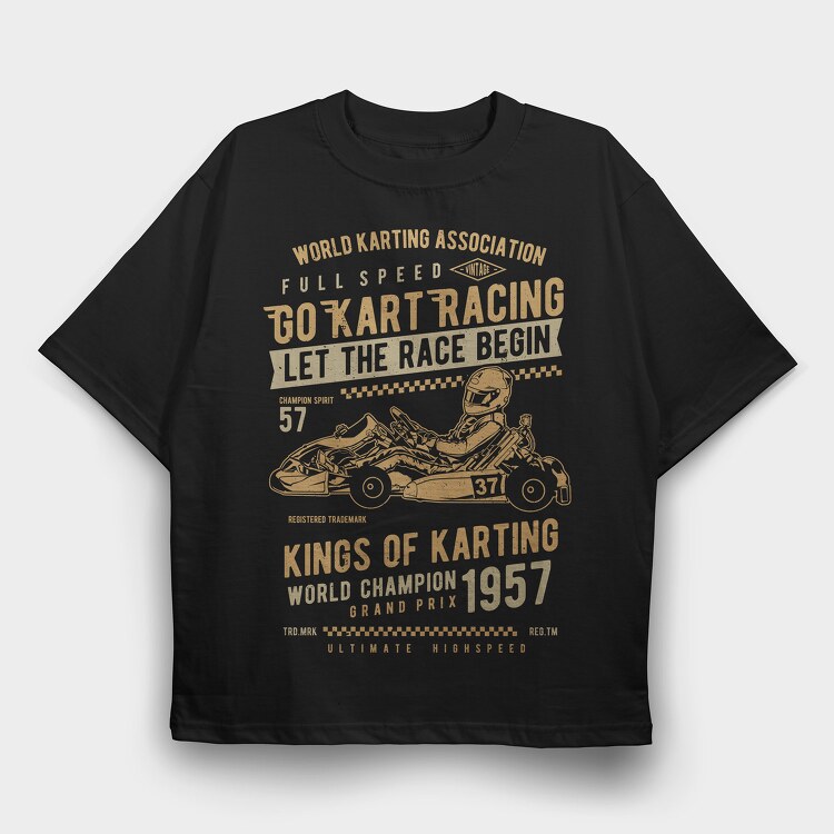 Go Kart Racing, Tricou Oversize Barbati (Unisex)