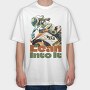 Tilted Competition Motorcycle With Rider Lean Into It, Tricou Oversize Barbati (Unisex)