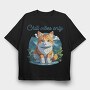Cat Chill Vibes, Tricou Oversize Barbati (Unisex)