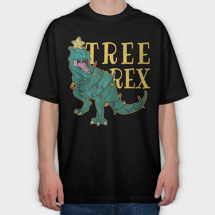 Tree Rex Christmas, Tricou Oversize Barbati (Unisex)