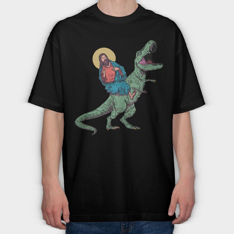 Jesus Trex, Tricou Oversize Barbati (Unisex)