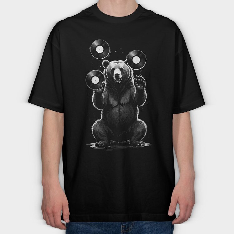Bear Vinils, Tricou Oversize Barbati (Unisex)