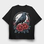 Crow and Roses, Tricou Oversize Barbati (Unisex)