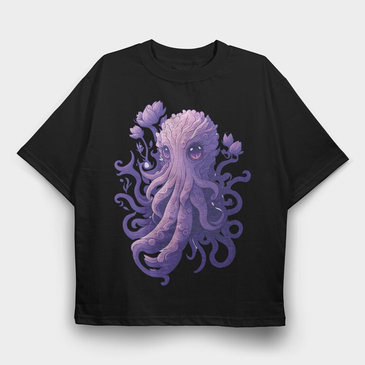Purple Octopus, Tricou Oversize Barbati (Unisex)