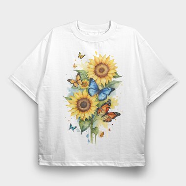 Sunflower Butterfly, Tricou Oversize Barbati (Unisex)