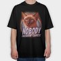 Cat Nobody Freakin Cares, Tricou Oversize Barbati (Unisex)