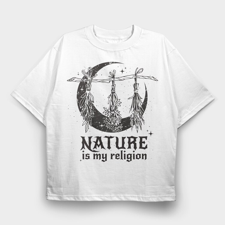 Modern Witch Nature Is My Religion Herbs Sage, Tricou Oversize Barbati (Unisex)