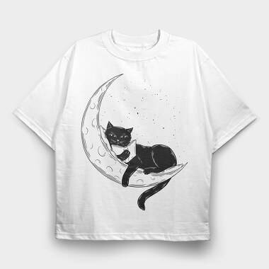 Cat on the Moon, Tricou Oversize Barbati (Unisex)