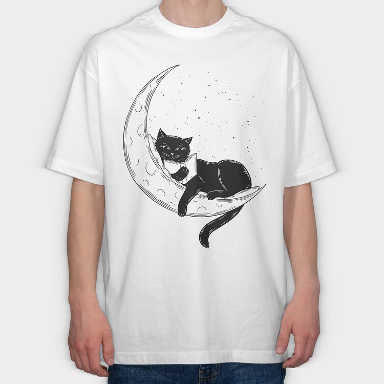 Cat on the Moon, Tricou Oversize Barbati (Unisex)