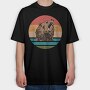 Sunset Retro Bear, Tricou Oversize Barbati (Unisex)