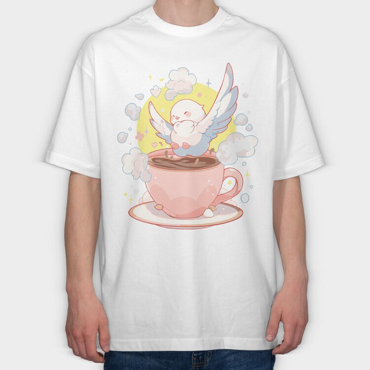 Dove and Coffee, Tricou Oversize Barbati (Unisex)