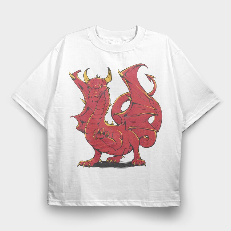 Dragon Red, Tricou Oversize Barbati (Unisex)