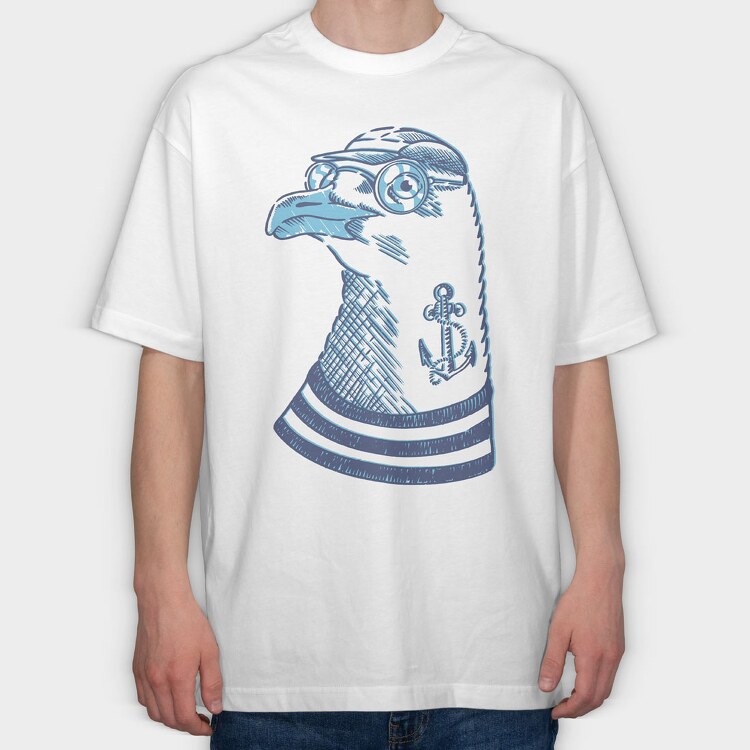 Hipster Seagull, Tricou Oversize Barbati (Unisex)