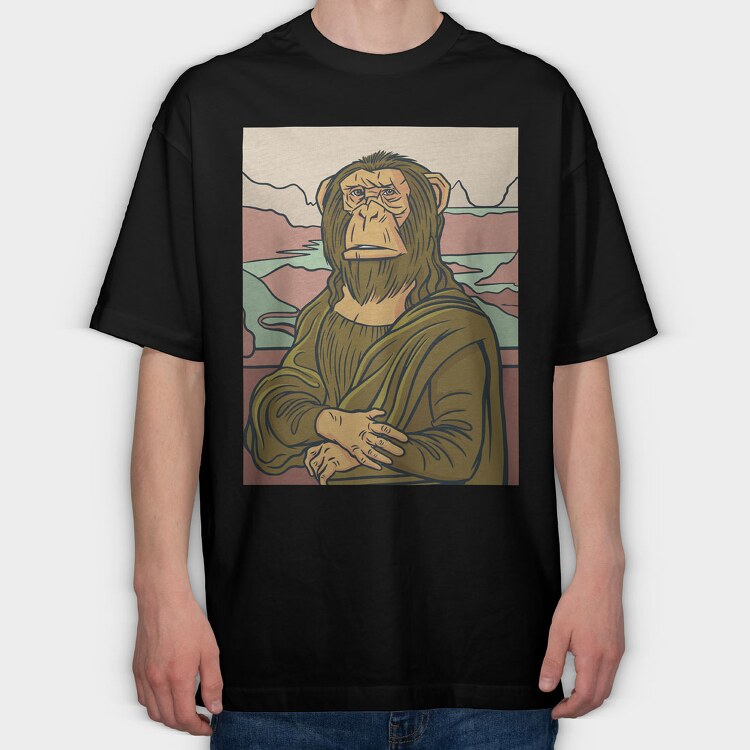 Monkey Mona Lisa, Tricou Oversize Barbati (Unisex)