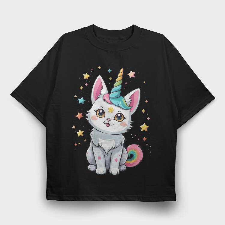 Cat Unicorn, Tricou Oversize Barbati (Unisex)