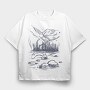 Monochrome Fisherman, Tricou Oversize Barbati (Unisex)