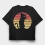 Cat Wine Sunset, Tricou Oversize Barbati (Unisex)