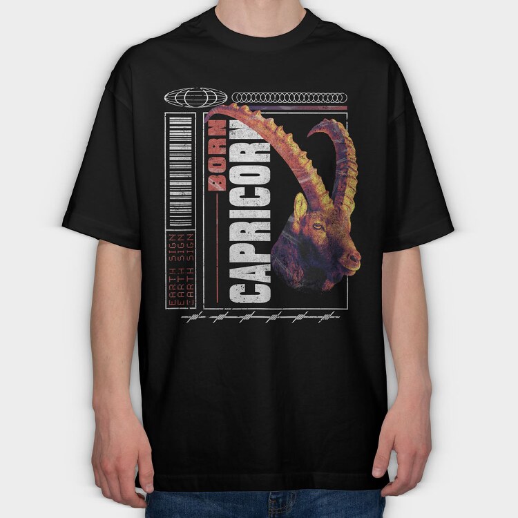 Horoscope Capricorn, Tricou Oversize Barbati (Unisex)