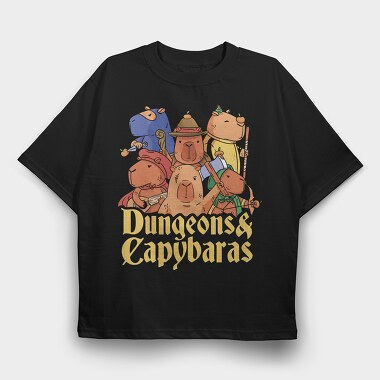 Dungeons and Capybaras, Tricou Oversize Barbati (Unisex)