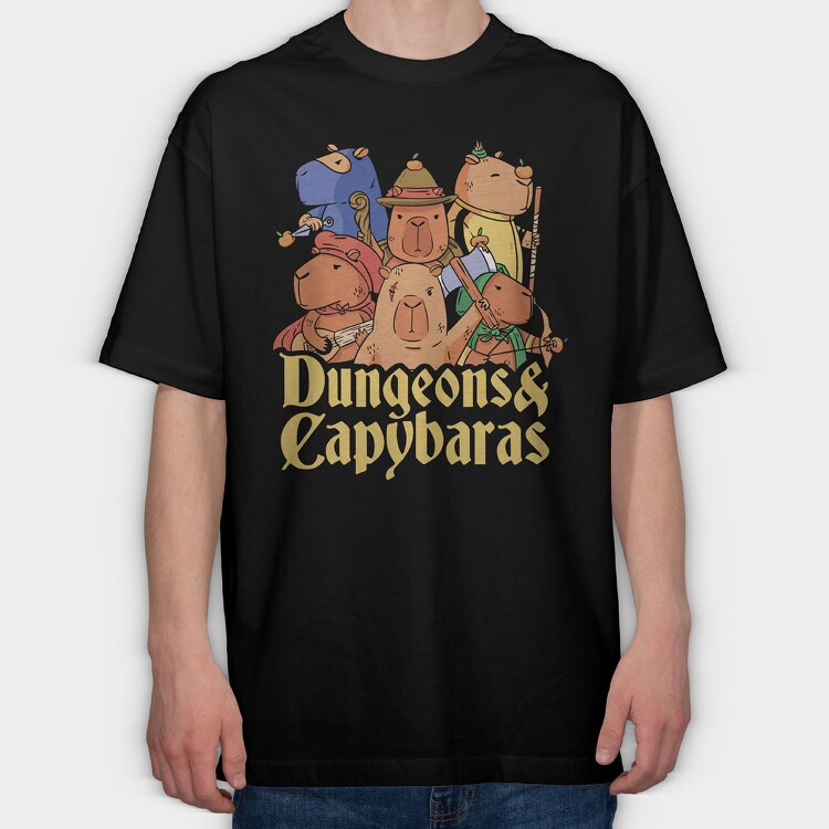 Dungeons and Capybaras, Tricou Oversize Barbati (Unisex)