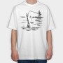 Monochrome Sketch Water, Tricou Oversize Barbati (Unisex)