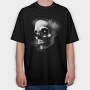 Monochrome Skull Nebula, Tricou Oversize Barbati (Unisex)