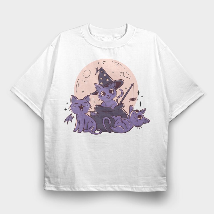 Cats Halloween Composition, Tricou Oversize Barbati (Unisex)