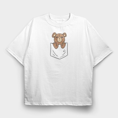 Teddy Bear Middle Finger Pocket, Tricou Oversize Barbati (Unisex)