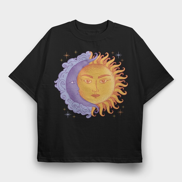 Moon and Sun Color, Tricou Oversize Barbati (Unisex)