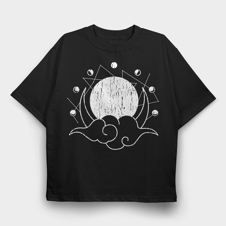 Moon Phases Monochrome, Tricou Oversize Barbati (Unisex)