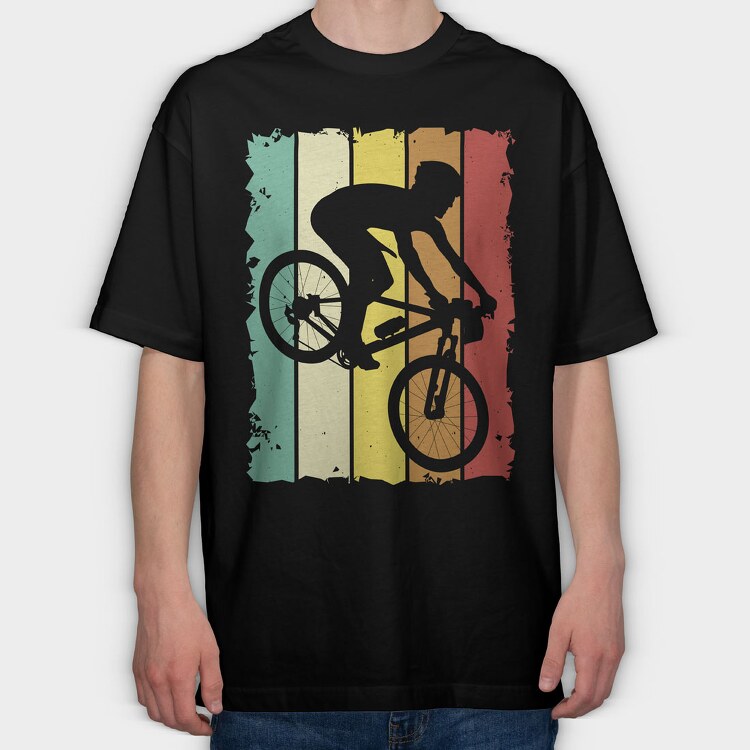 Retro Mountain Biker, Tricou Oversize Barbati (Unisex)