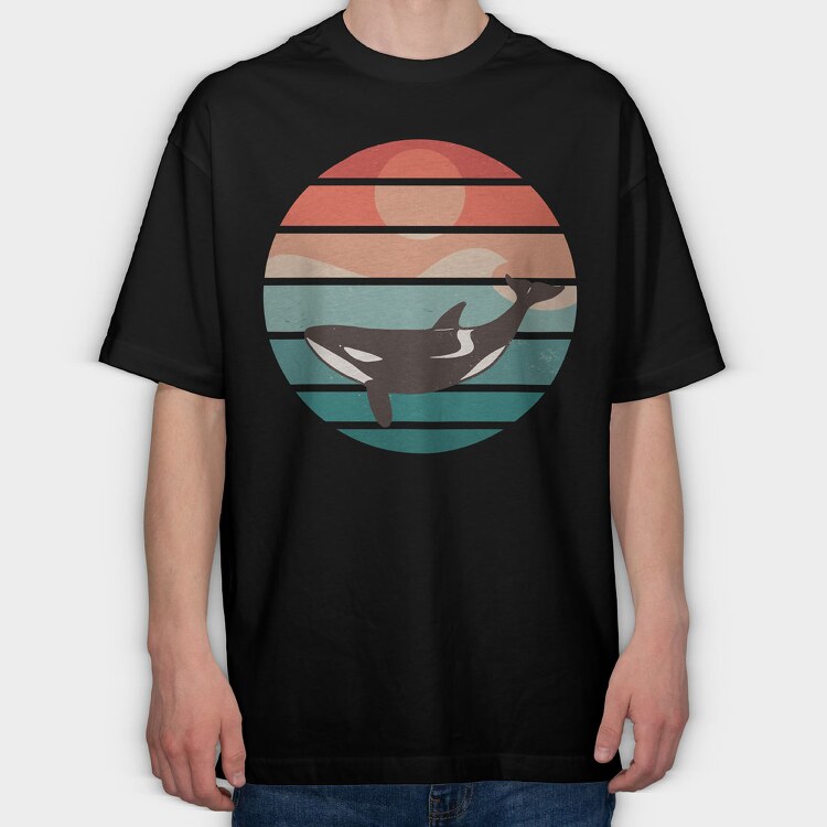 Retro Orca, Tricou Oversize Barbati (Unisex)
