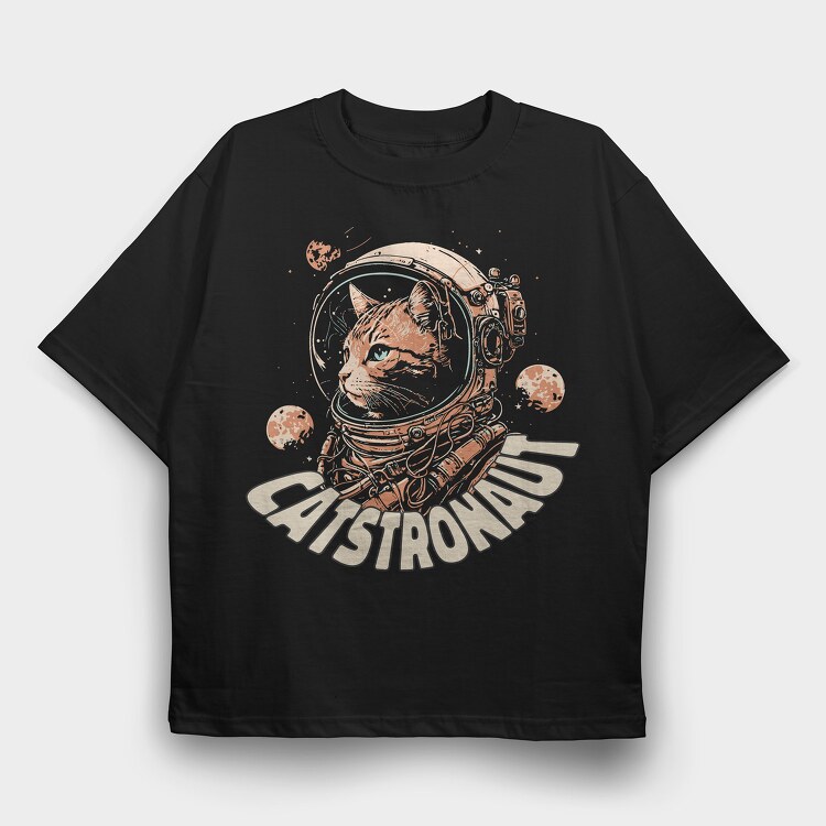 Catstronaut, Tricou Oversize Barbati (Unisex)