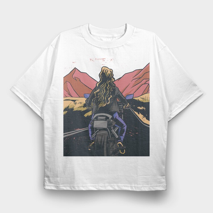 Motorbike Landscape, Tricou Oversize Barbati (Unisex)