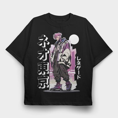 Anime Pink Hair Character, Tricou Oversize Barbati (Unisex)