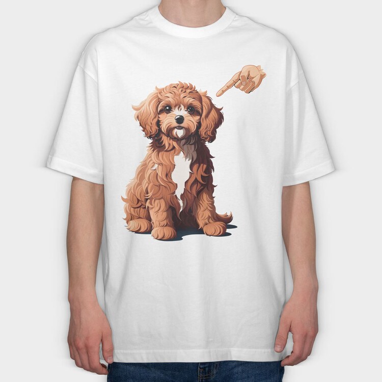 Cavapoo Finger, Tricou Oversize Barbati (Unisex)