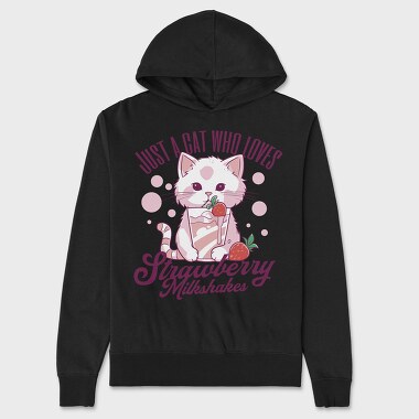 Cat Strawberry Milkshake, Hanorac Oversize Barbati (Unisex)