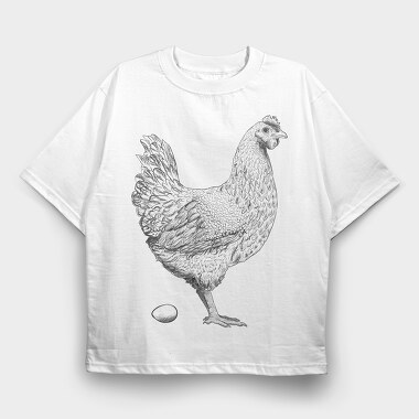Chicken Egg, Tricou Oversize Barbati (Unisex)