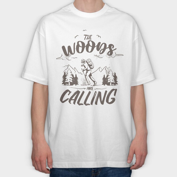 The Woods Are Calling Monochrome, Tricou Oversize Barbati (Unisex)