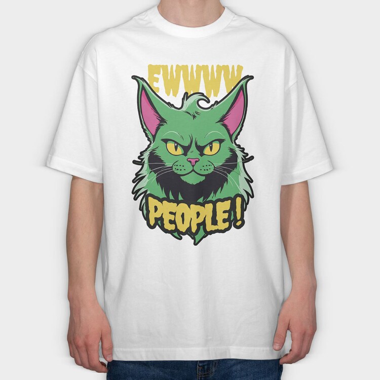 Ew People Green Cat, Tricou Oversize Barbati (Unisex)