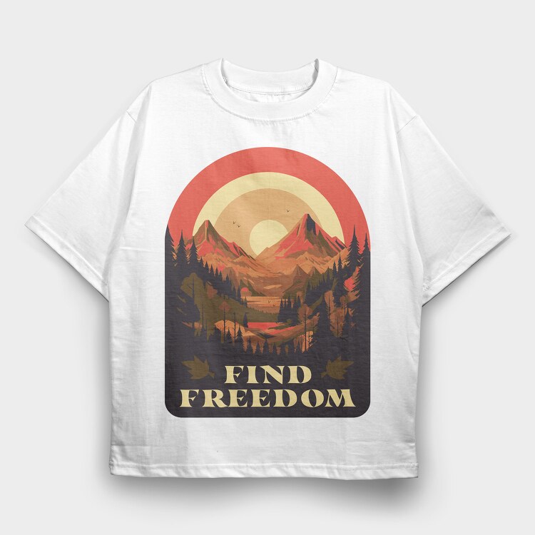 Mountain Sun Find Freedom, Tricou Oversize Barbati (Unisex)