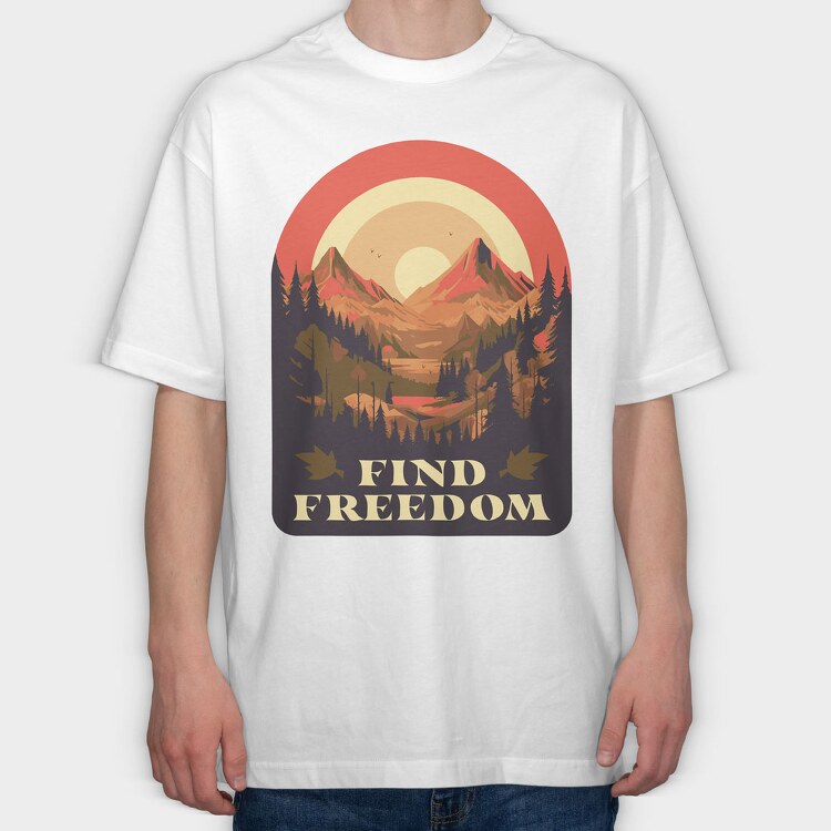 Mountain Sun Find Freedom, Tricou Oversize Barbati (Unisex)