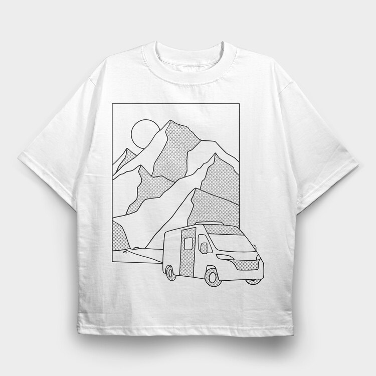Mountain Van Monochrome, Tricou Oversize Barbati (Unisex)