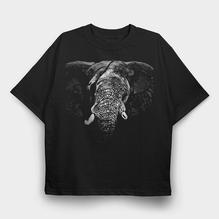 Eyepatch Elephant Portrait, Tricou Oversize Barbati (Unisex)