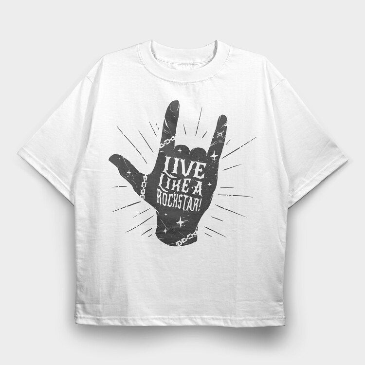 Rockstar Hand, Tricou Oversize Barbati (Unisex)
