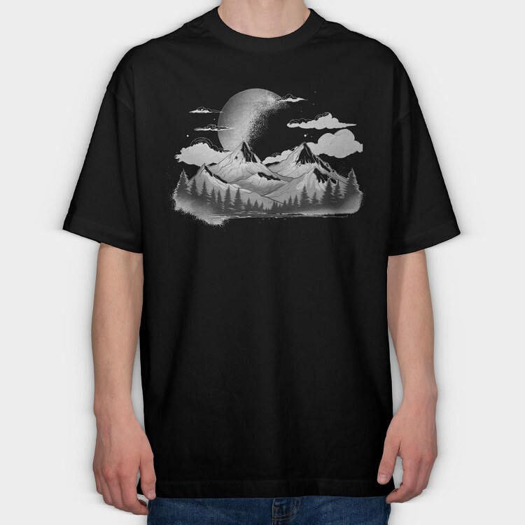 Mountains With the Moon, Tricou Oversize Barbati (Unisex)