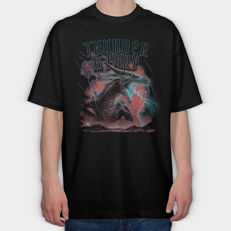 Thunder and Fury Dragon, Tricou Oversize Barbati (Unisex)