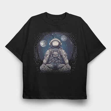Astronaut Meditation, Tricou Oversize Barbati (Unisex)