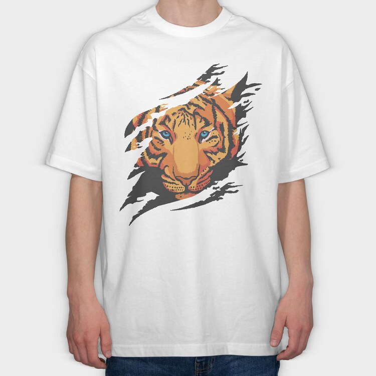 Tiger Ripped, Tricou Oversize Barbati (Unisex)